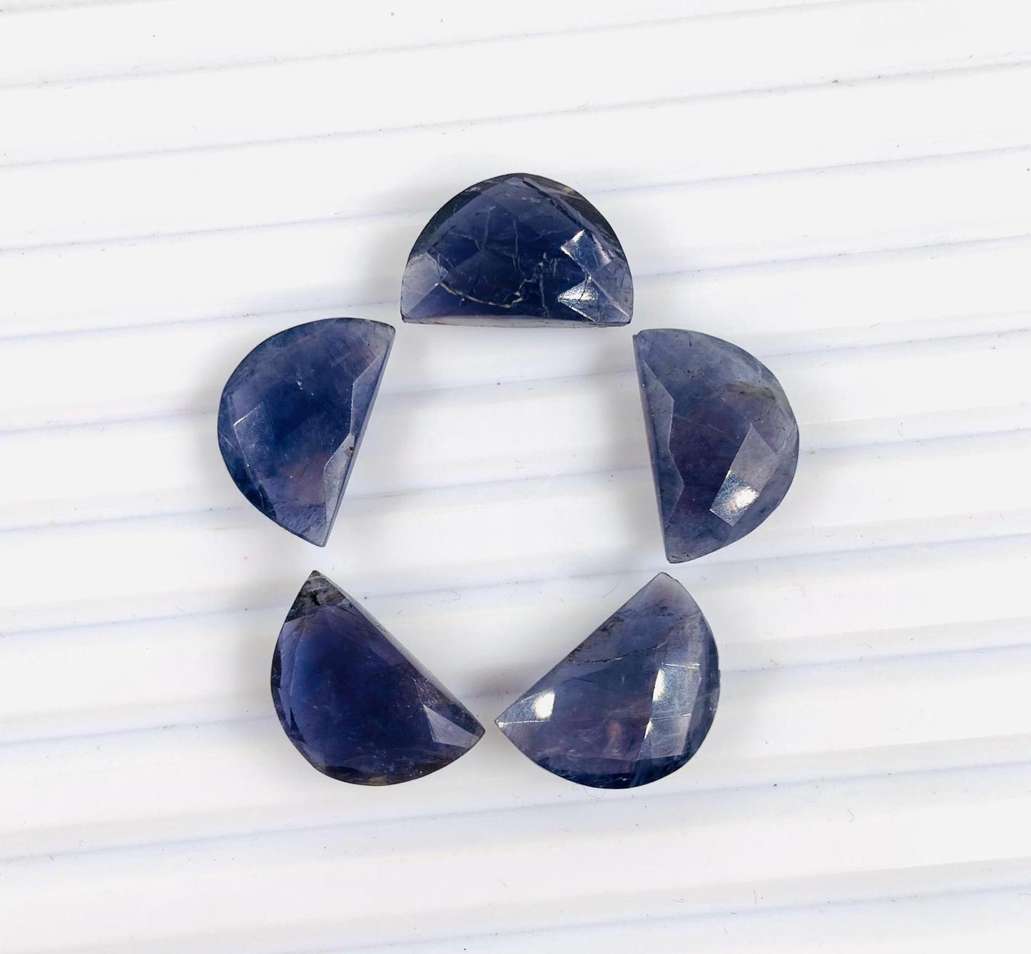 2 Pieces Natural Iolite gemstone, Half Moon D - shape gemstone, Earring Components natural gemstone, Half moon gemstone, size 10x16mm