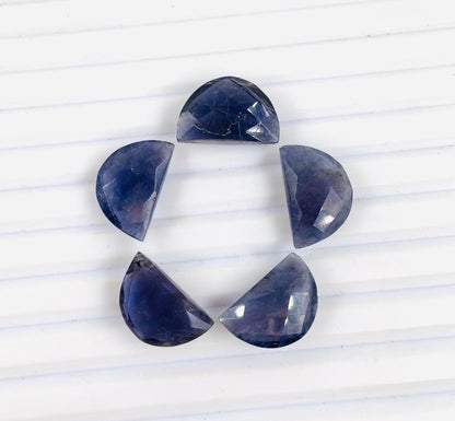 2 Pieces Natural Iolite gemstone, Half Moon D - shape gemstone, Earring Components natural gemstone, Half moon gemstone, size 10x16mm