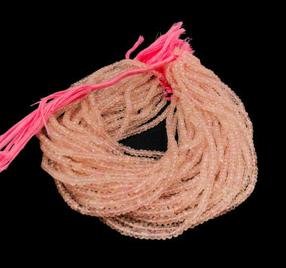 Natural Rose Quartz Faceted Rondelle Gemstone Beads, Size 3.5mm, Rose Quartz Rondelle Beads , Gemstone Rondelle Beads , SKU-BBI1414
