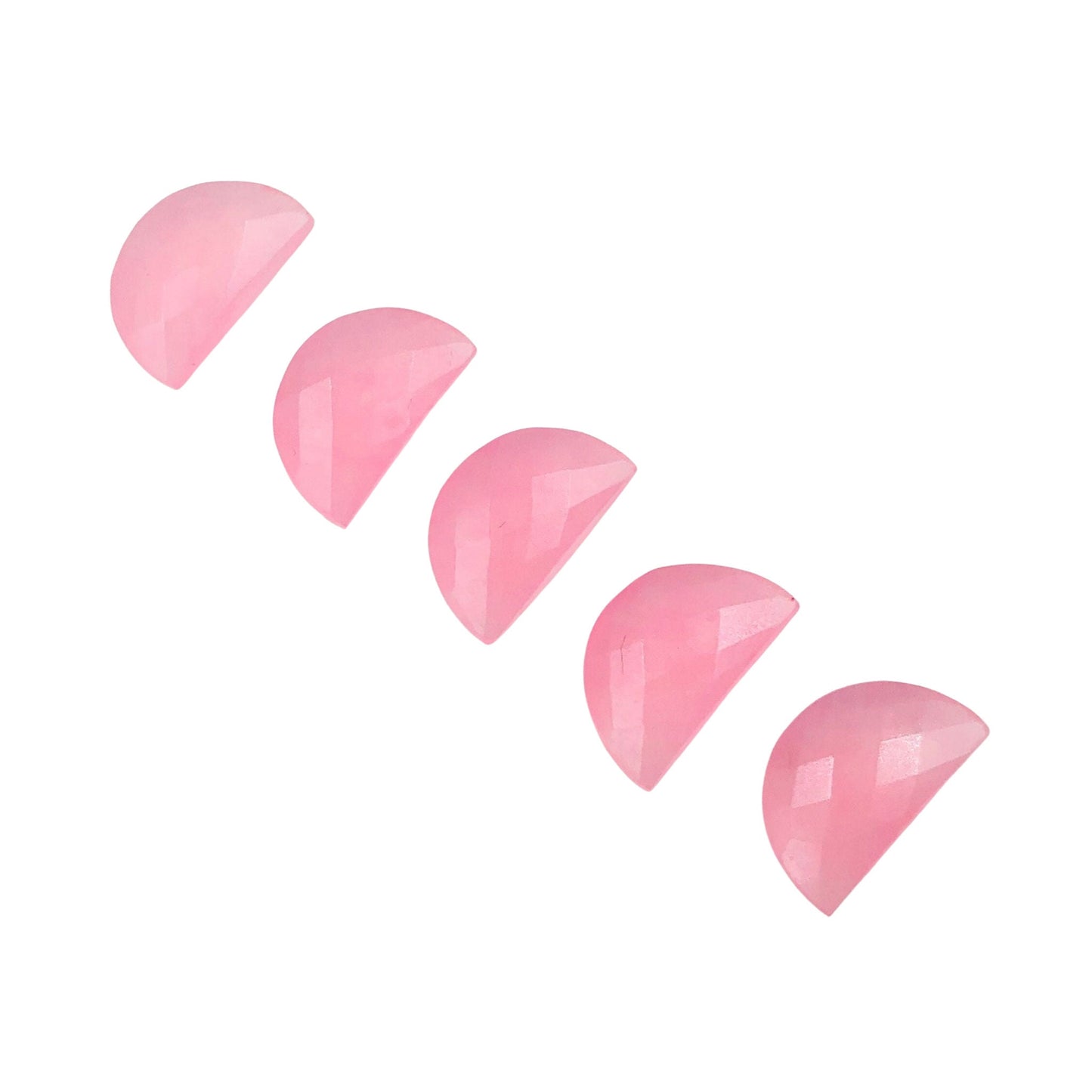 2 Pieces Pink Quartzite Faceted D' Shape Gemstone, Size 10mmx16mm, Hand Carved Briolette, Half Moon Shape Gemstone, Quartzite Beads, SKU-225