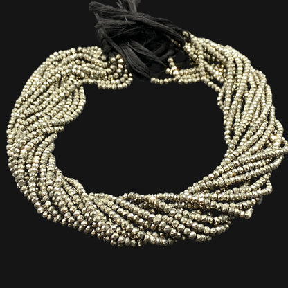 Natural Pyrite Faceted Rondelle Gemstone beads , Natural Pyrite Rondelle Beads , Faceted Diamond Cut Gemstone , 3mm  13"inch SKU- BBI1553