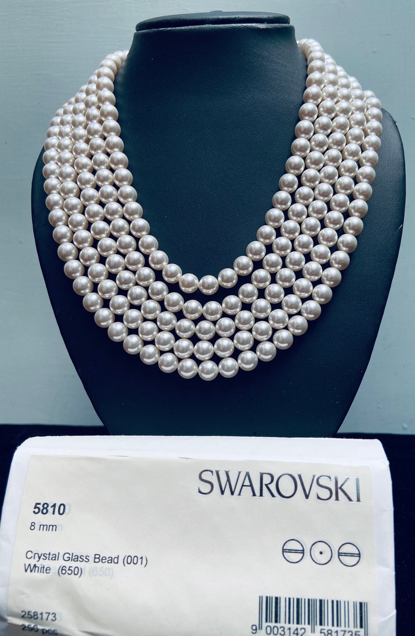 Crystal White (001 650) Genuine Swarovski 5810 Pearls Round Glass Beads jewelry making | 2mm, 3mm, 4mm, 5mm, 6mm, 8mm, 10mm, 12mm -BBI1881