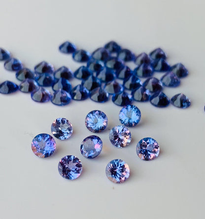 Natural Tanzanite Faceted Round Shape Cut Stone CALIBRATED Loose Stone Cut Round Jewelry Making Semi Precious Stone For ring, gift for her