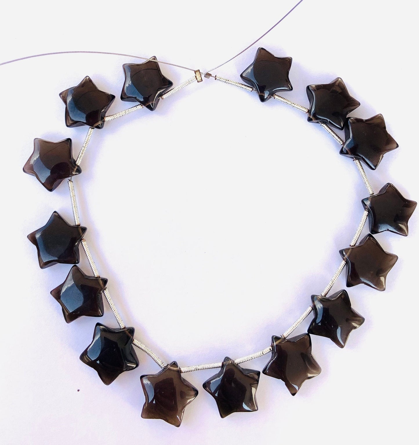 15 Pieces Natural Smoky Quartz Smooth Star Shape Briolette, Star Shape Gemstone For Jewelry, Star Shape Briolette, Size 14mm BBI127