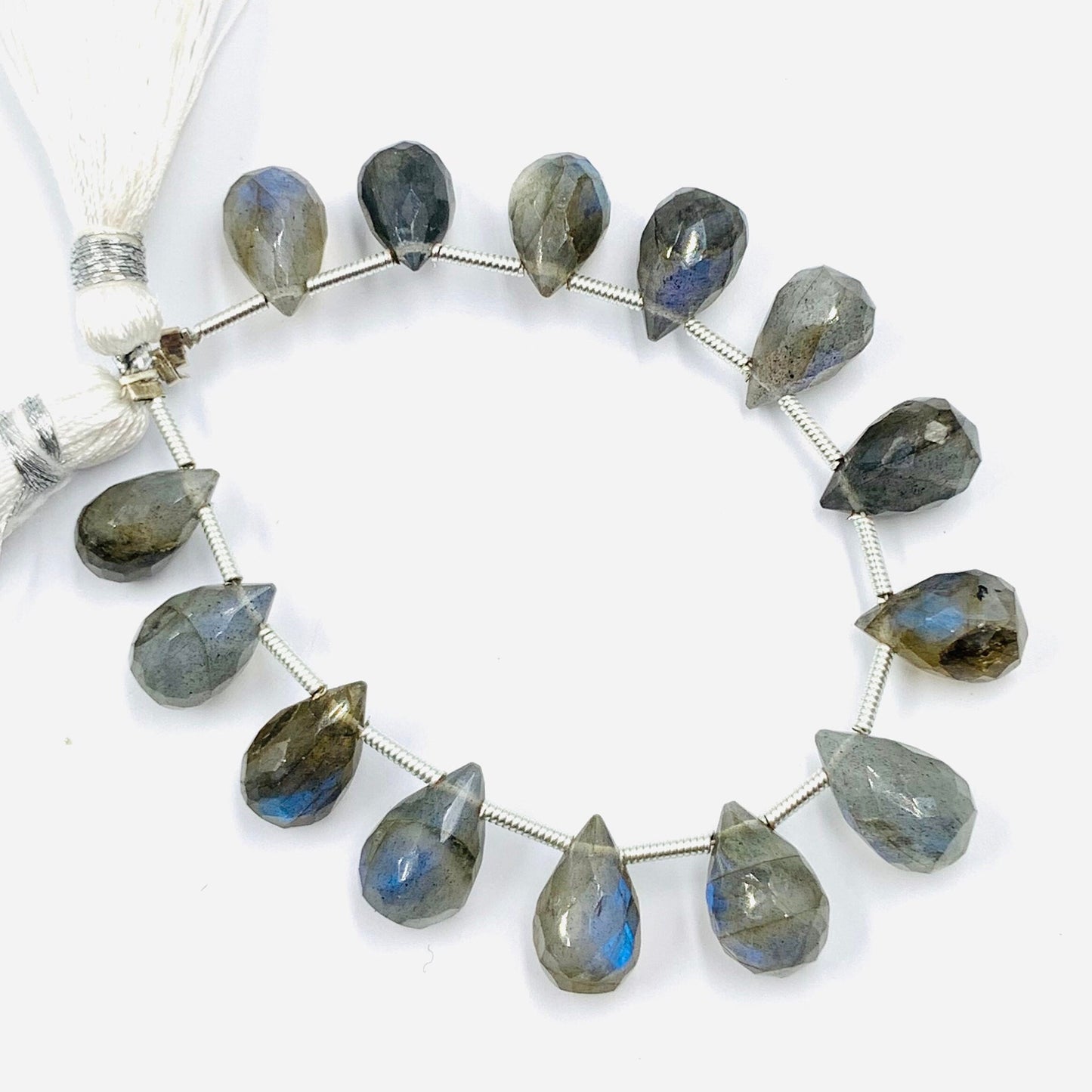 Natural Labradorite Buds Beads - Faceted Gemstone Briolette 4 inch