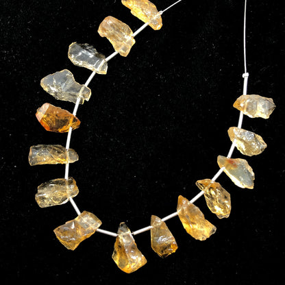 Natural Citrine Rough Face Drill Beads | Raw Citrine Cluster Stones for Jewelry