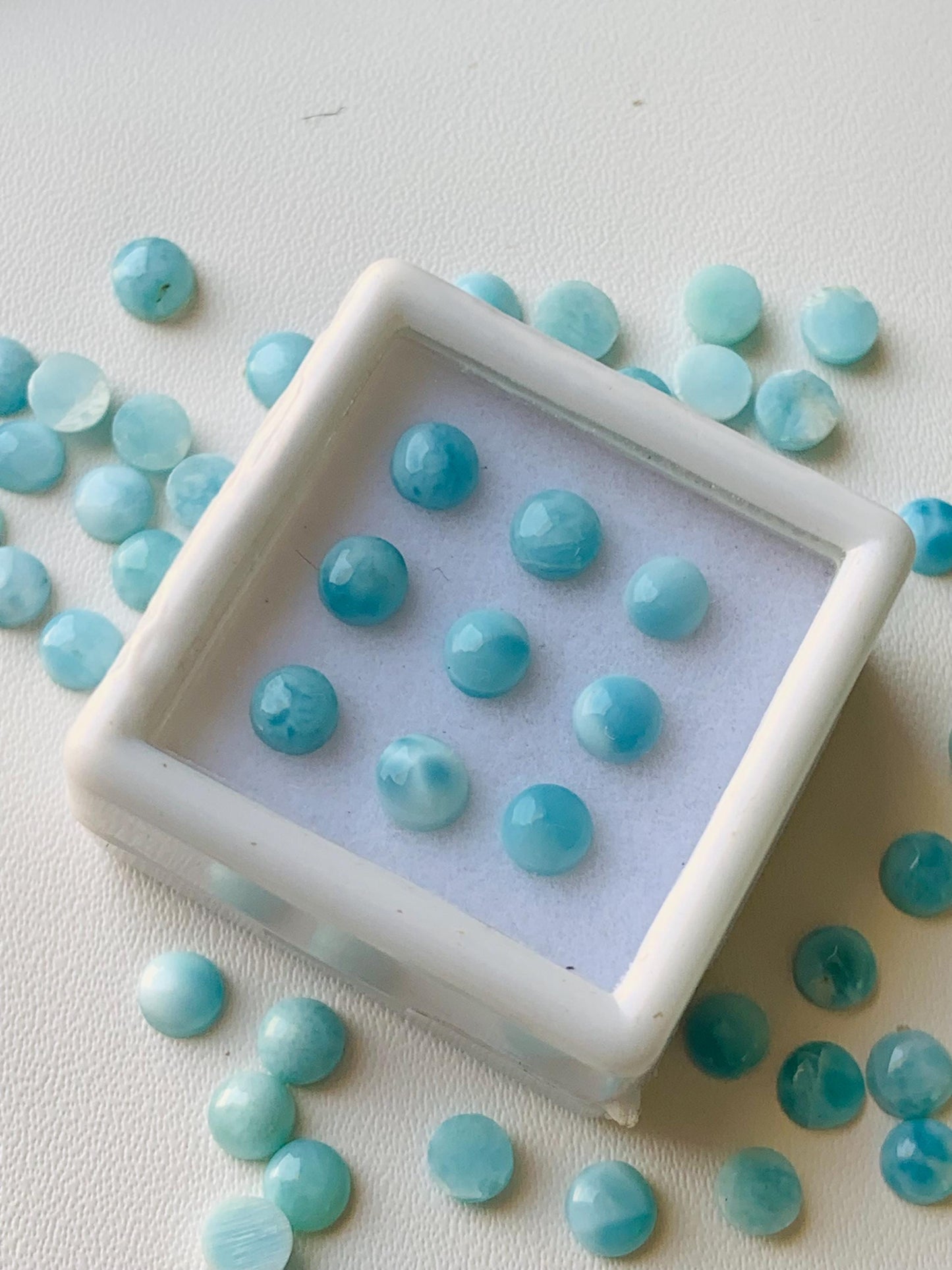 Natural Larimar Cabochons: Smooth Round Gemstone, Loose Stone - Jewelry Making gift for her