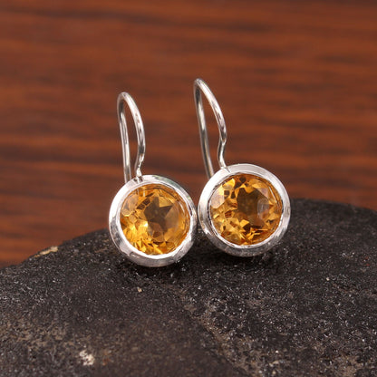 Natural Citrine 8mm Round Cut gemstone Earring, Gemstone Earring with 925 Sterling silver, Adorable Jewelry silver earring Christmas Gift