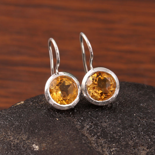 Natural Citrine 8mm Round Cut gemstone Earring, Gemstone Earring with 925 Sterling silver, Adorable Jewelry silver earring Christmas Gift
