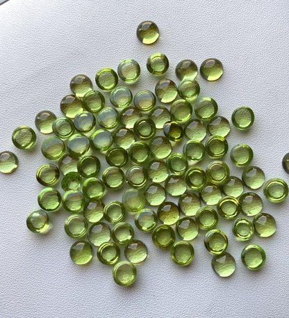 Natural Peridot Smooth Round Gemstone Cabochon, CALIBRATED Loose Stone Cab, Round Jewelry Making Cabochons Semi Precious Cabochons for ring