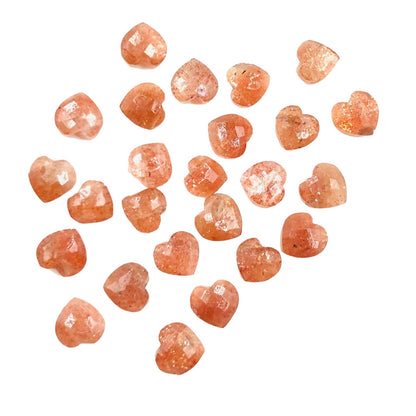 2 Pieces Natural Orange Sunstone Hand Carved Heart Shape Gemstone, Faceted Heart Shape Briolette , Size 10mm, Jewelry Supplies, SKU-BBI303