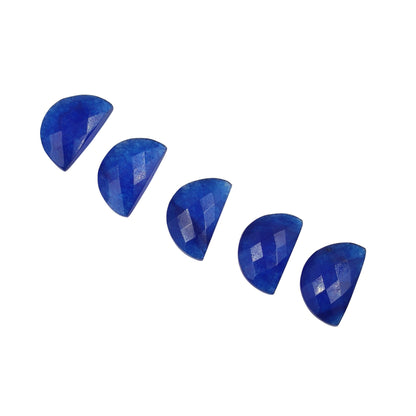 2 Pieces Blue Quartzite Faceted D' Shape Gemstone, Size 10mmx16mm, Hand Carved Briolette, Half Moon Shape Gemstone, Quartzite Beads, SKU-227