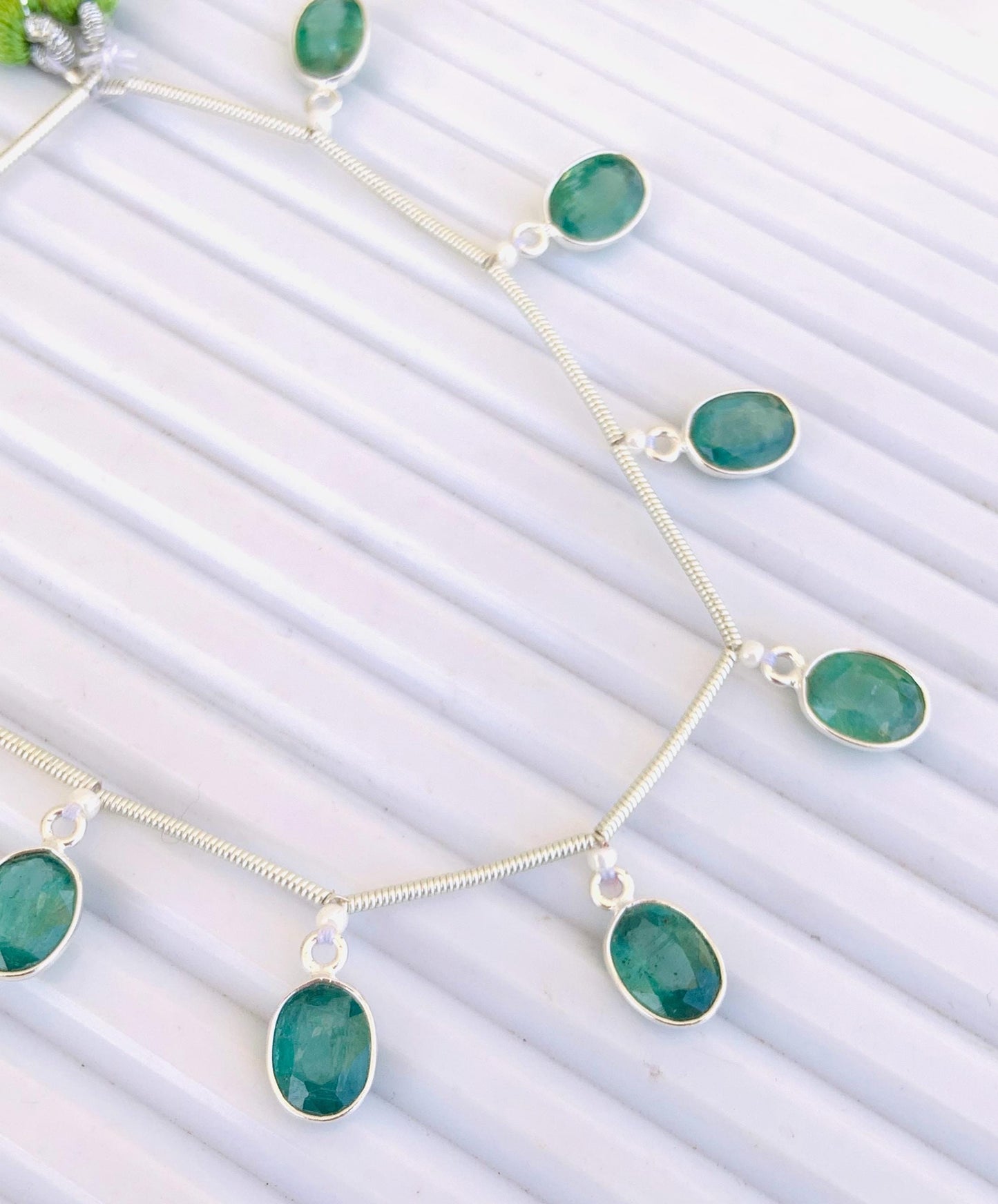 Natural Green Kyanite Oval Bezel Connector | Faceted Cutstone | 10 Pcs