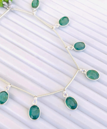 Natural Green Kyanite Oval Bezel Connector | Faceted Cutstone | 10 Pcs