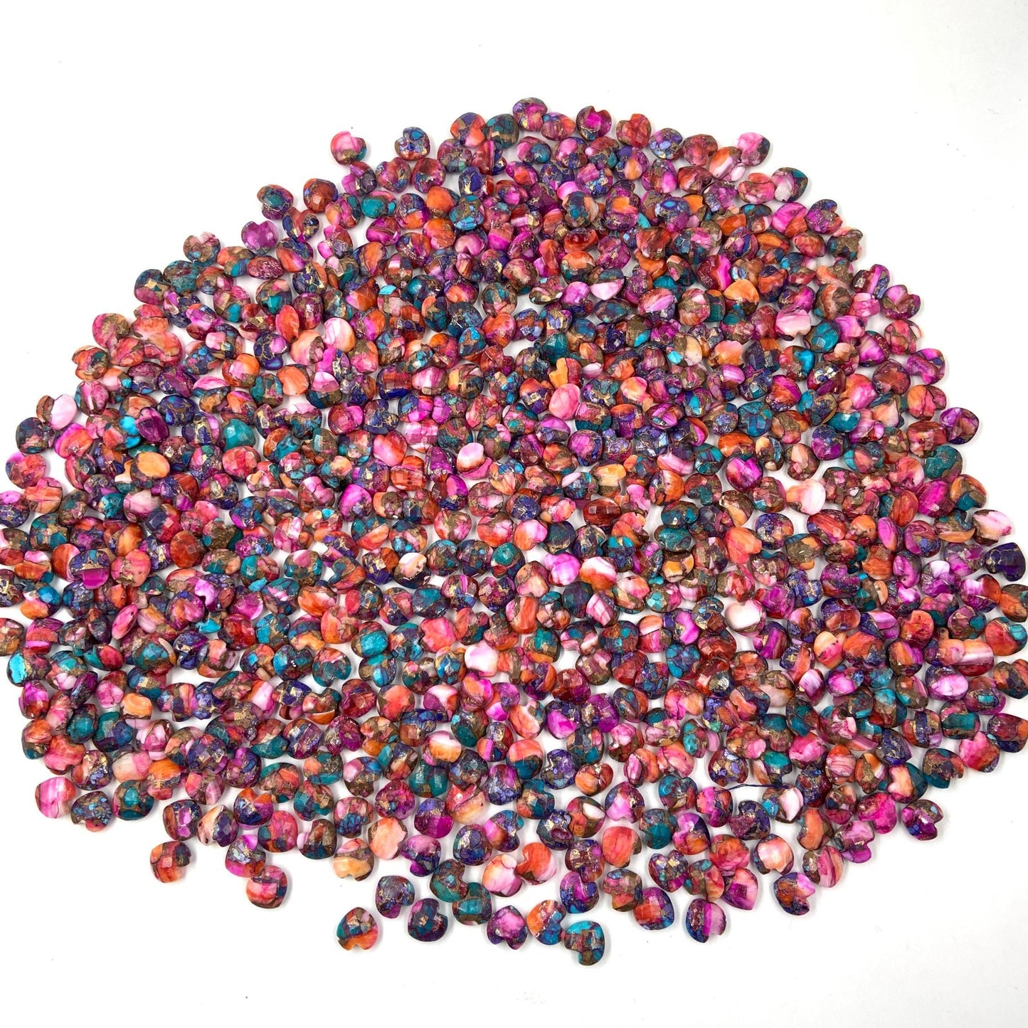 Natural Pink Spiny Oyster Copper Turquoise Hand Carved Heart Shape Loose Gemstone Beads , Carved Heart Shape Gemstone Briolette Size 10mm