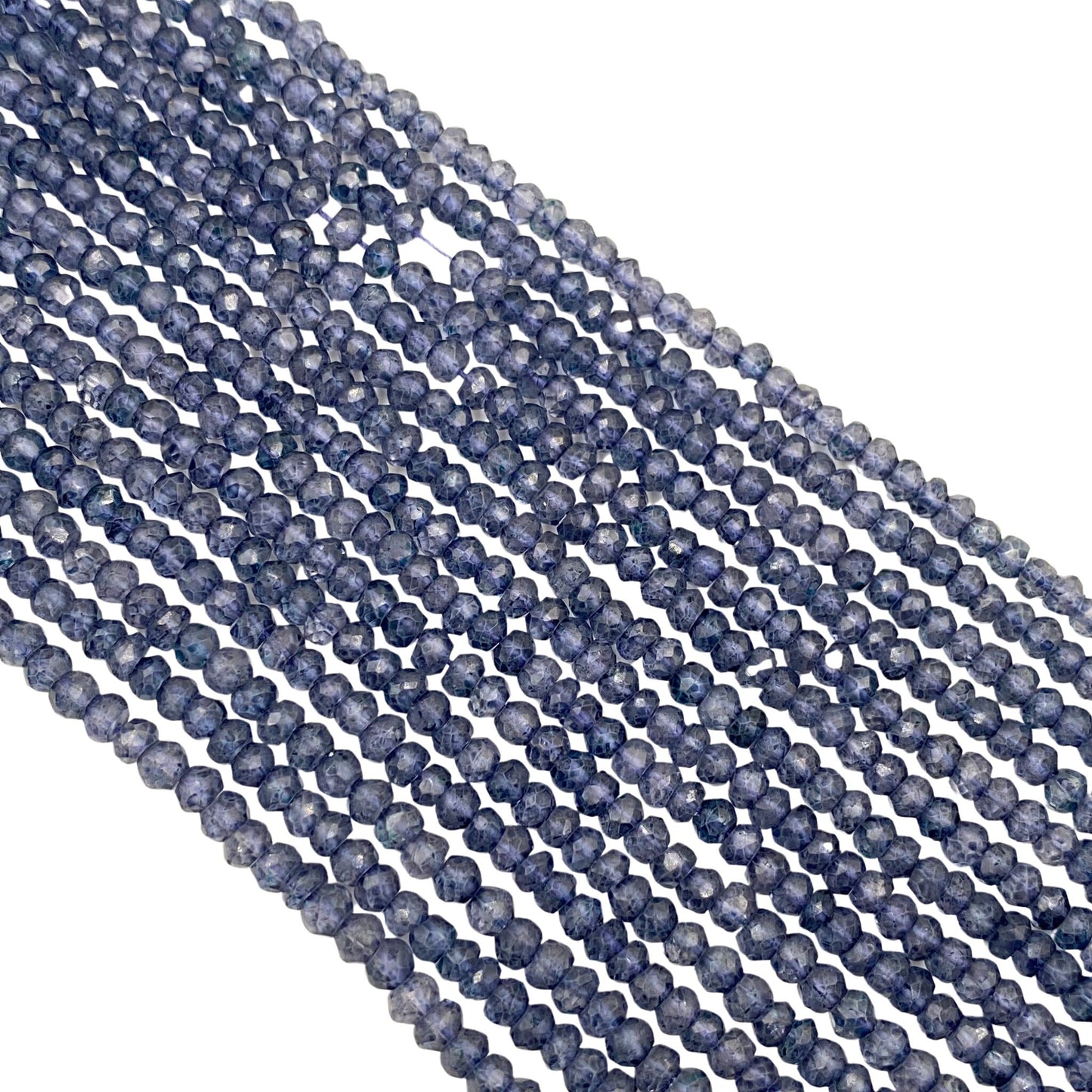 AAA Iolite Faceted Rondelle Beads – 3.5-4mm Gemstones, 13" Strand, Jewelry Supplies