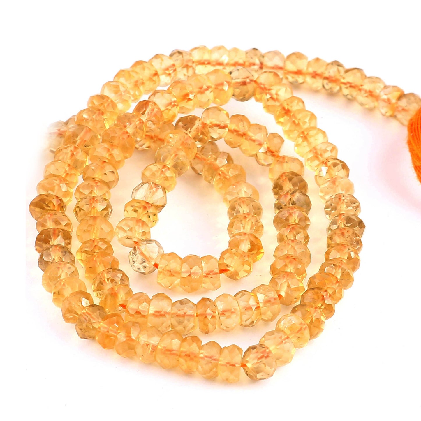 Natural Citrine Gemstone Beads, Faceted Rondelle, 3mm-4mm, 12 Inch