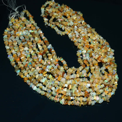Ethiopian Opal Chip Beaded Necklace | Multi Smooth Opal Healing Jewelry
