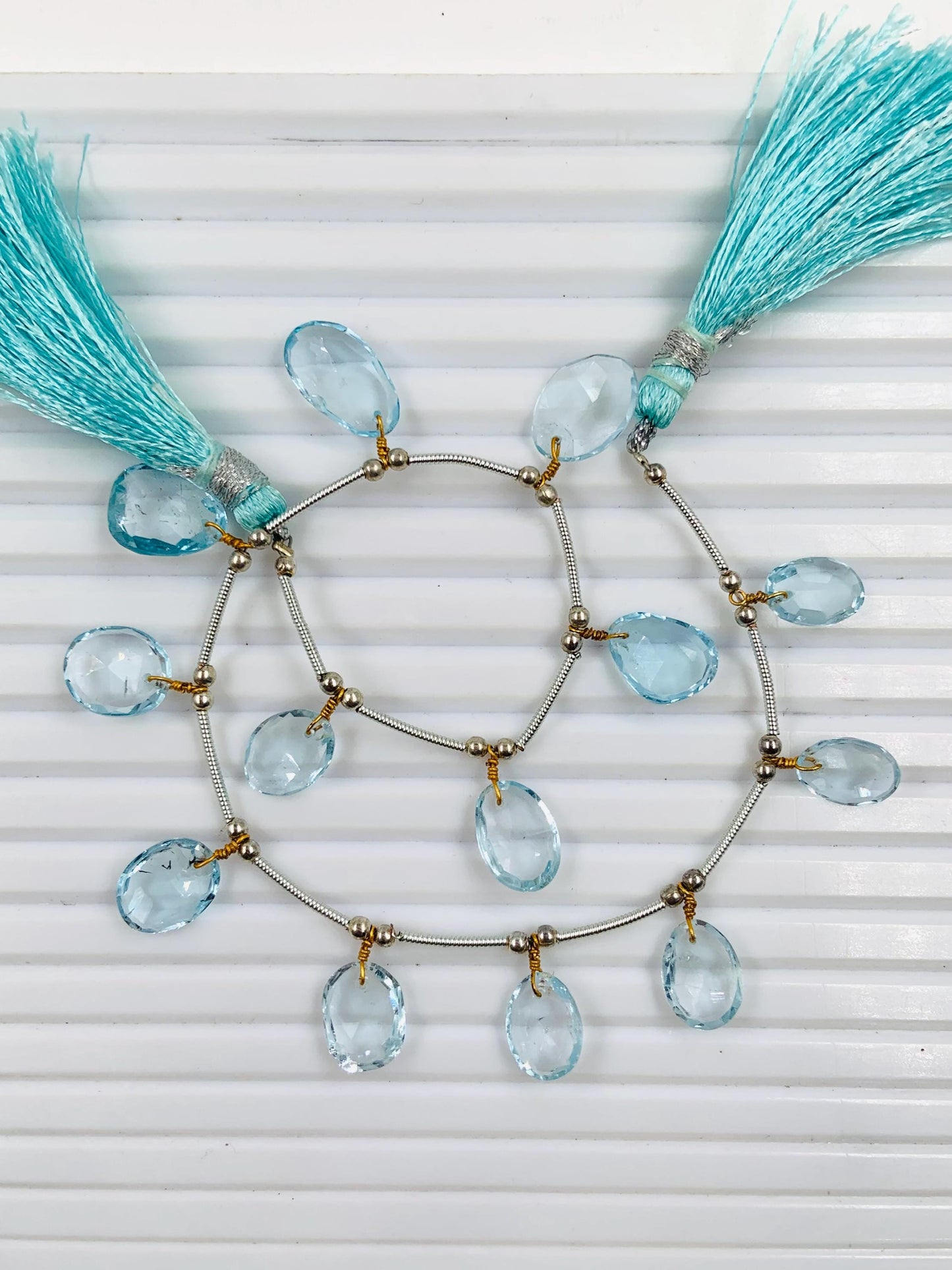 Natural Swiss Blue Topaz Rose Cut Cabochons | Freeform Faceted Flat Back Stones