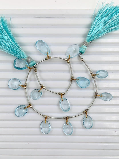 Natural Swiss Blue Topaz Rose Cut Cabochons | Freeform Faceted Flat Back Stones