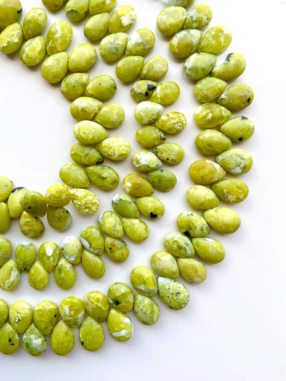 Natural Lizard lite Smooth Pear Shape Gemstone Briolette Side drill beads Size 8x11 to 9x12mm Smooth pear for wedding jewelry gift for her