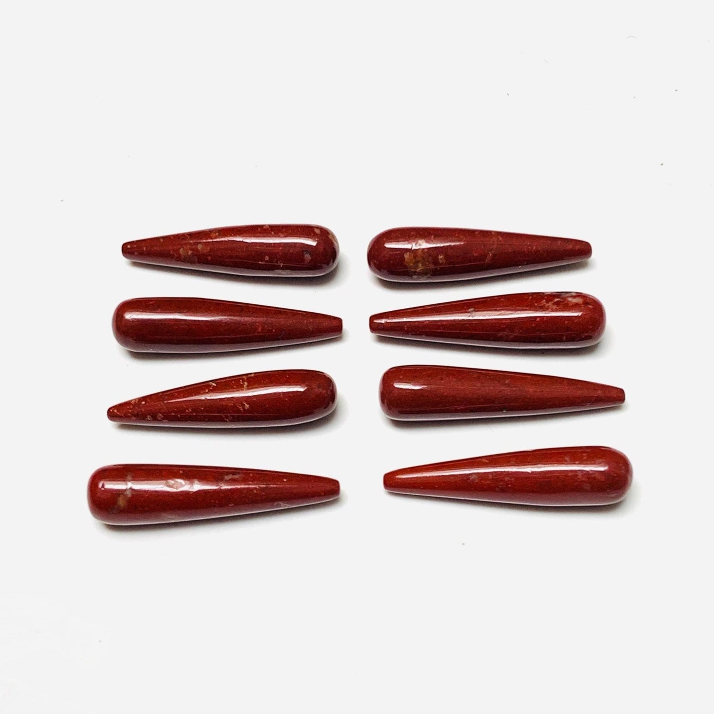 1 Pair Natural Red Jasper Smooth Drop Shape Gemstone, Handmade Matching Pair beads, Matched Drops Pairs for Jewelry Making Size - 7x30mm