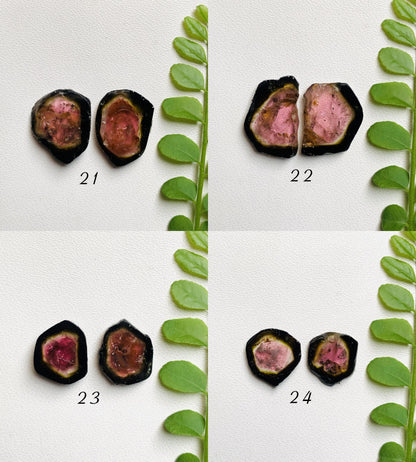 Natural Watermelon Tourmaline Pair Slices Gemstone Tourmaline Pair Gemstone, Bio color tourmaline Earring making slices Semi Precious Slices