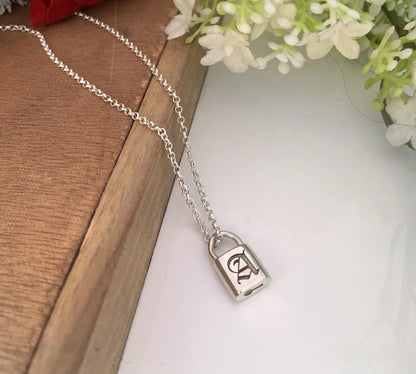 Personalized Love Lock Necklace – Dainty Initial Silver or Gold Gift for Her