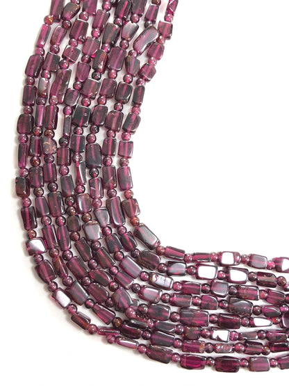Natural 4x6mm-5x8mm pink Garnet Gemstone Chip Beads Necklace, Smooth Garnet Gemstone Necklace Birthday Gift