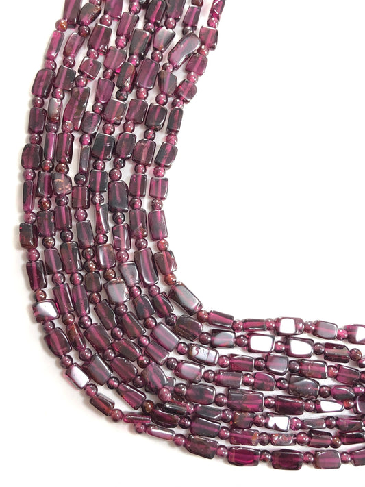 Natural 4x6mm-5x8mm pink Garnet Gemstone Chip Beads Necklace, Smooth Garnet Gemstone Necklace Birthday Gift