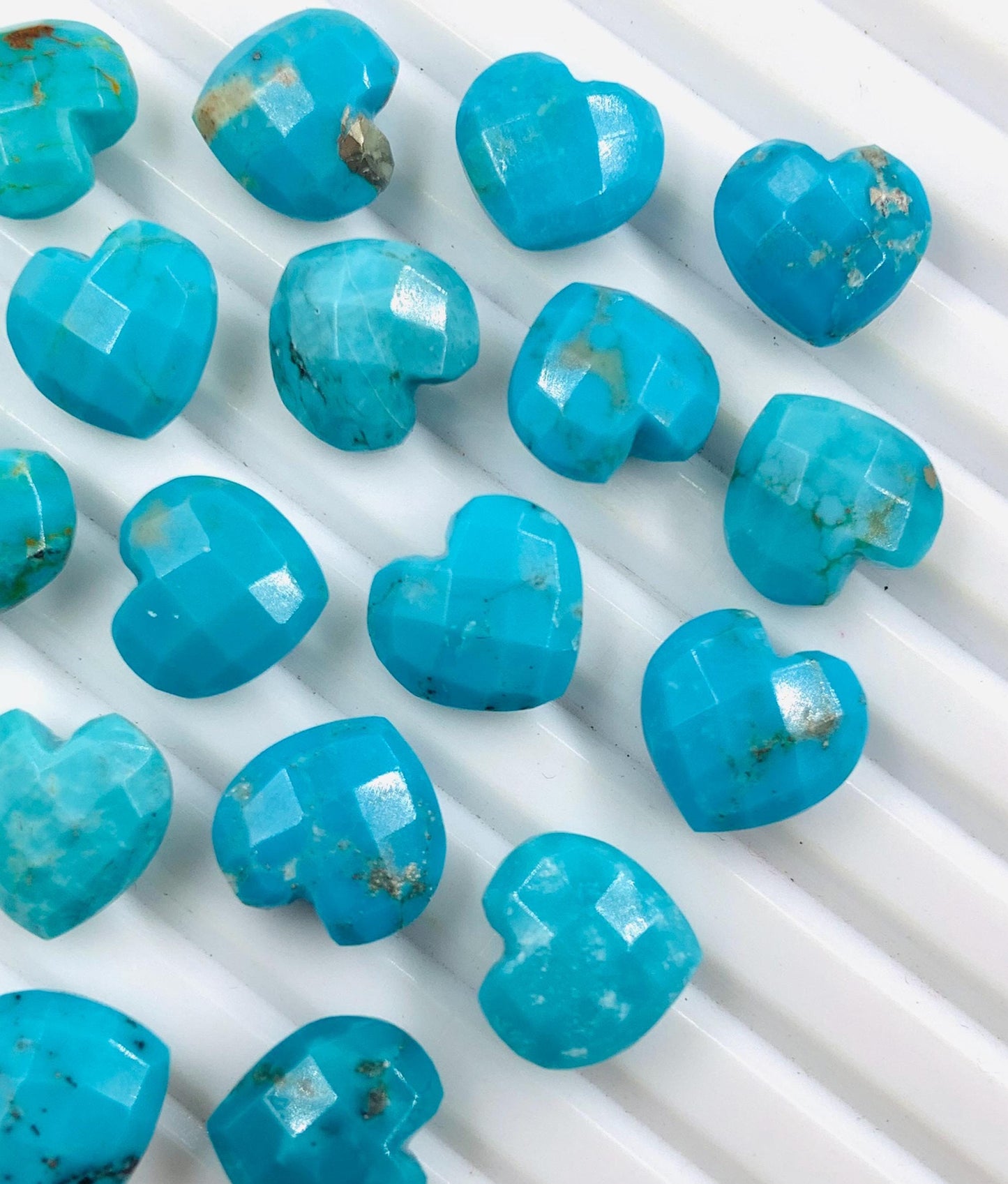 Natural Arizona Turquoise Hand Carved Heart Shape Loose Gemstone Beads , Carved Heart Shape Gemstone Briolettes ,Loose Beads , 10mm BBI315
