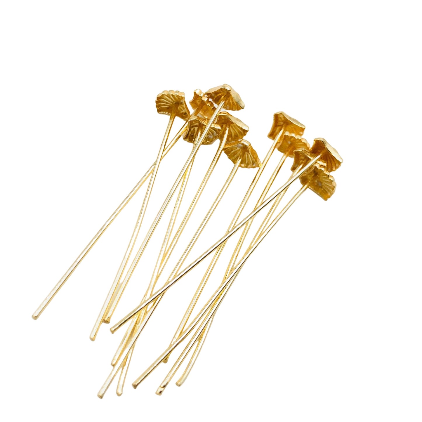 Gold-Plated Flower Headpins – 50 PCS 52mm Decorative Jewelry Findings