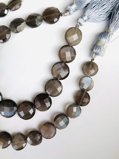 Natural Grey moonstone Faceted round Shape Gemstone Center drill round beads for Jewelry Making Square shape gemstone gift for her Size 10mm