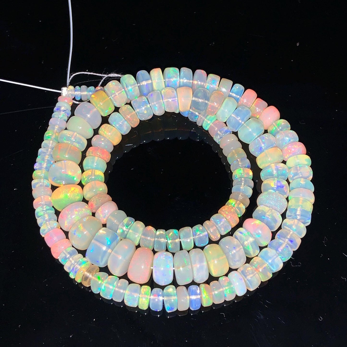AAA Ethiopian Opal Smooth Rondelle Beads 4mm–8mm