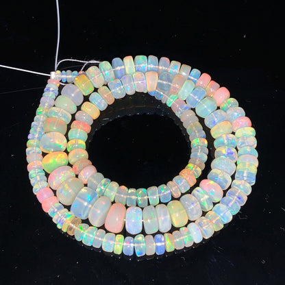 AAA Ethiopian Opal Smooth Rondelle Beads 4mm–8mm