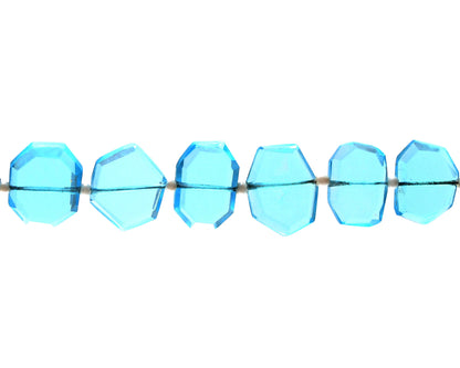 Blue Topaz Fancy Briolette Beads | Center Drill Flat Chip Gemstones