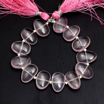 10 Pcs Natural Rose Quartz Smooth Cloud Beads Soft Pink Love oval Gemstone Strand for Necklace/Bracelet Loose Gemstone Beads for Jewelry