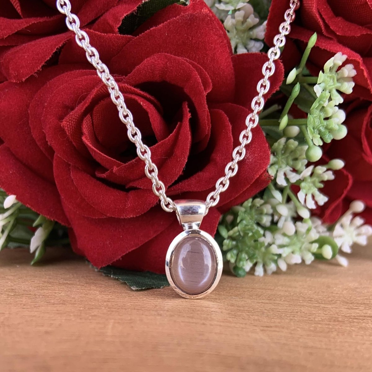 Chocolate moonstone necklace ~ Dainty silver necklace ~ Birthday Gift - BeadsBoatInc