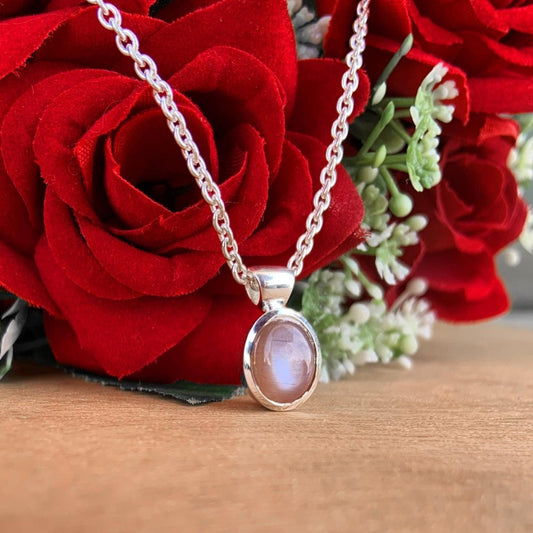 Chocolate moonstone necklace ~ Dainty silver necklace ~ Birthday Gift - BeadsBoatInc