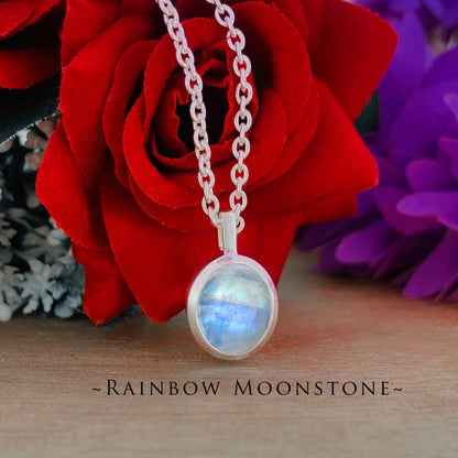 Choose Your Gemstone Necklace - Larimar Turquoise Aquamarine Rose Quartz Moonstone Amazonite Silver Pendants - BeadsBoatInc