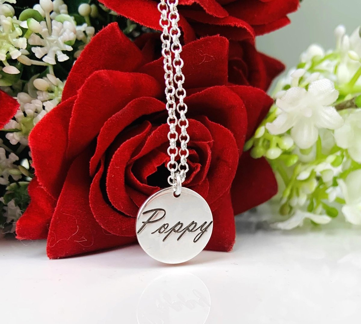 Custom Name Necklace – Dainty 18K Gold Plated Personalized Round Pendant - BeadsBoatInc