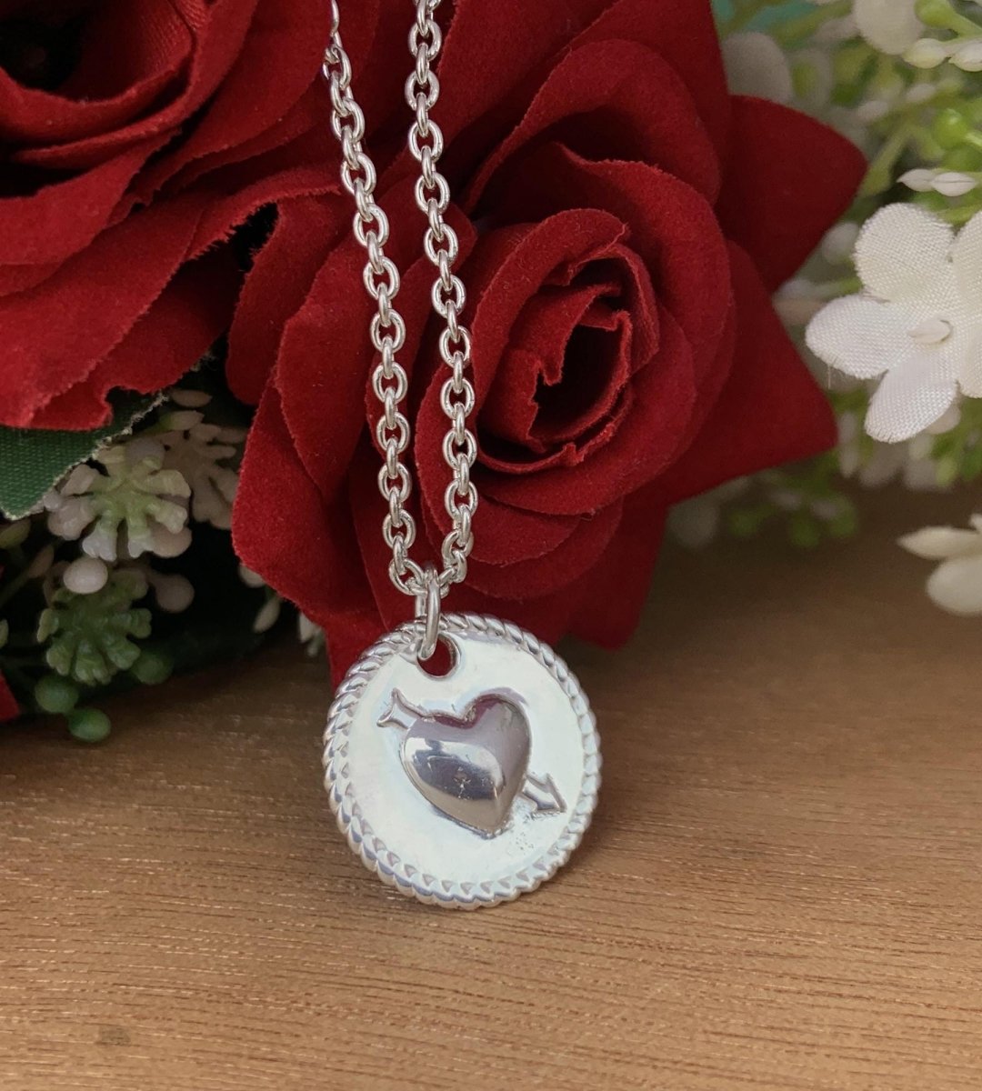 Custom Name Necklace with Heart Pendant – Silver & Gold Vermeil Gift for Her - BeadsBoatInc