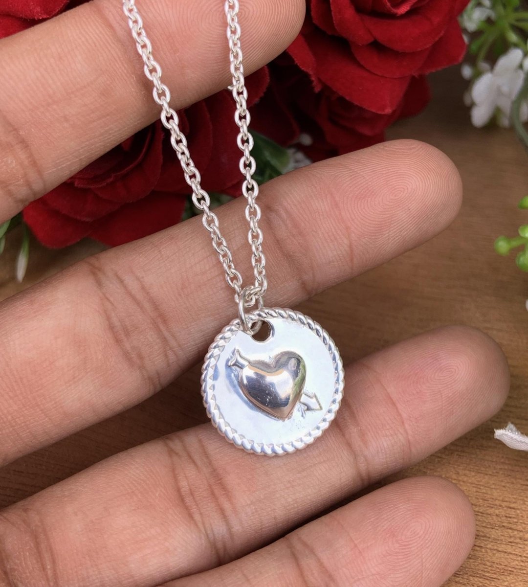Custom Name Necklace with Heart Pendant – Silver & Gold Vermeil Gift for Her - BeadsBoatInc