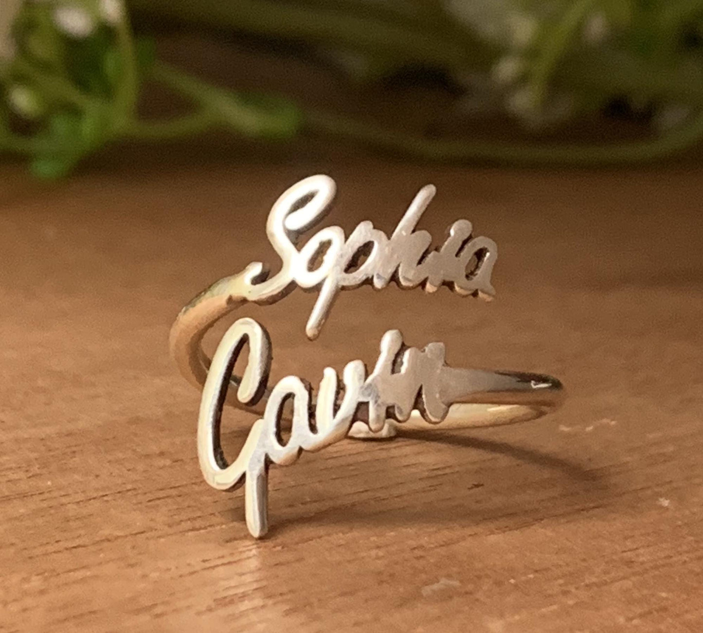 Custom Two Name Ring – Personalized Stacking Ring in Silver, Gold & Rose Gold - BeadsBoatInc