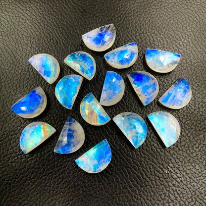 D Shape Rainbow Moonstone Beads, 12x16 mm size , Natural White Rainbow Faceted Checker Cut, High Quality Bead, Blue and multi fire crystals - BeadsBoatInc