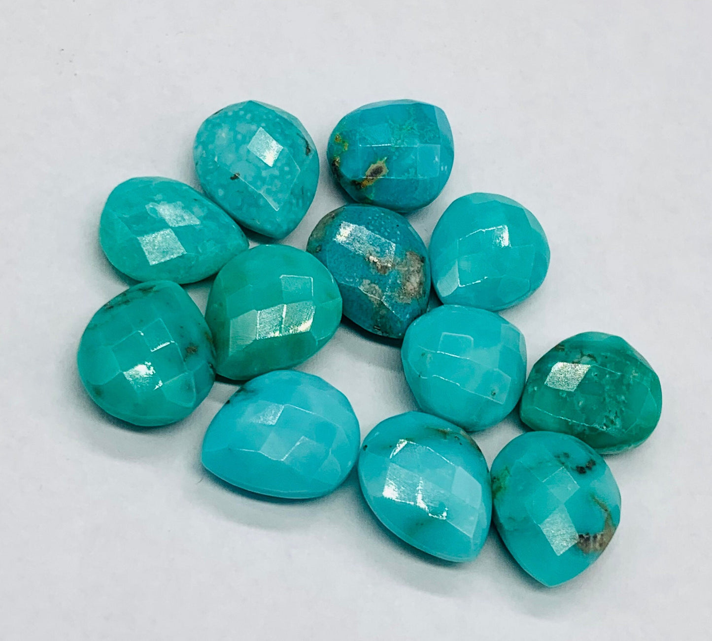 Natural Arizona Turquoise Faceted Pear Shape Gemstone, Size 10x12mm, Matching Pair Briolette, Earring Making Gemstone BBI1050