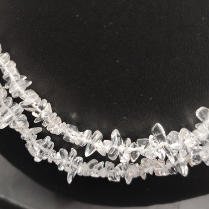 Natural Clear Crystal Quartz Smooth Uncut Chips Raw Gemstone Beads, 34" Inches Strand, White Crystal Uncut For Jewelry,  SKU- BBI704