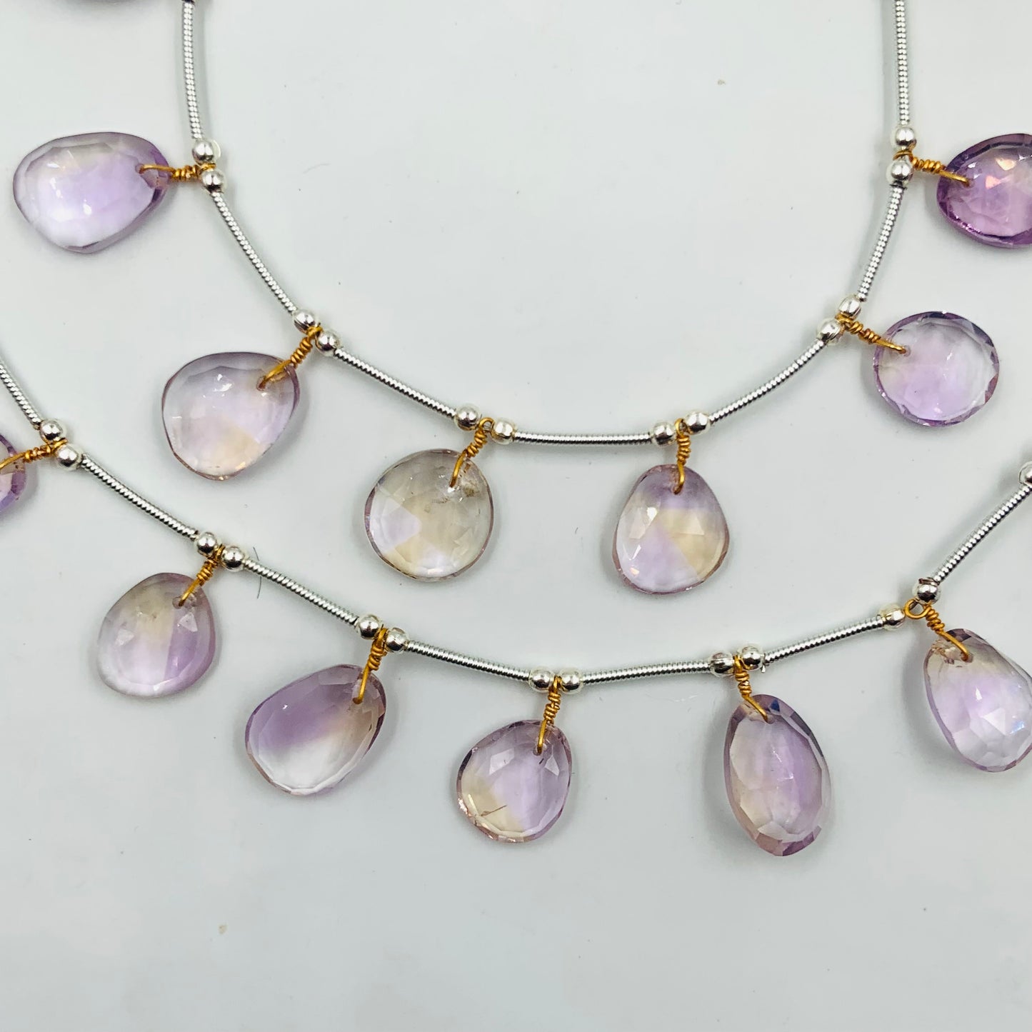12 Pieces Natural Ametrine Rose Cut Slices Cabochons , Free Form Shape Cabochon, Faceted Rose Cut Flat Back Cabochons, Cut Stones Cabochons.