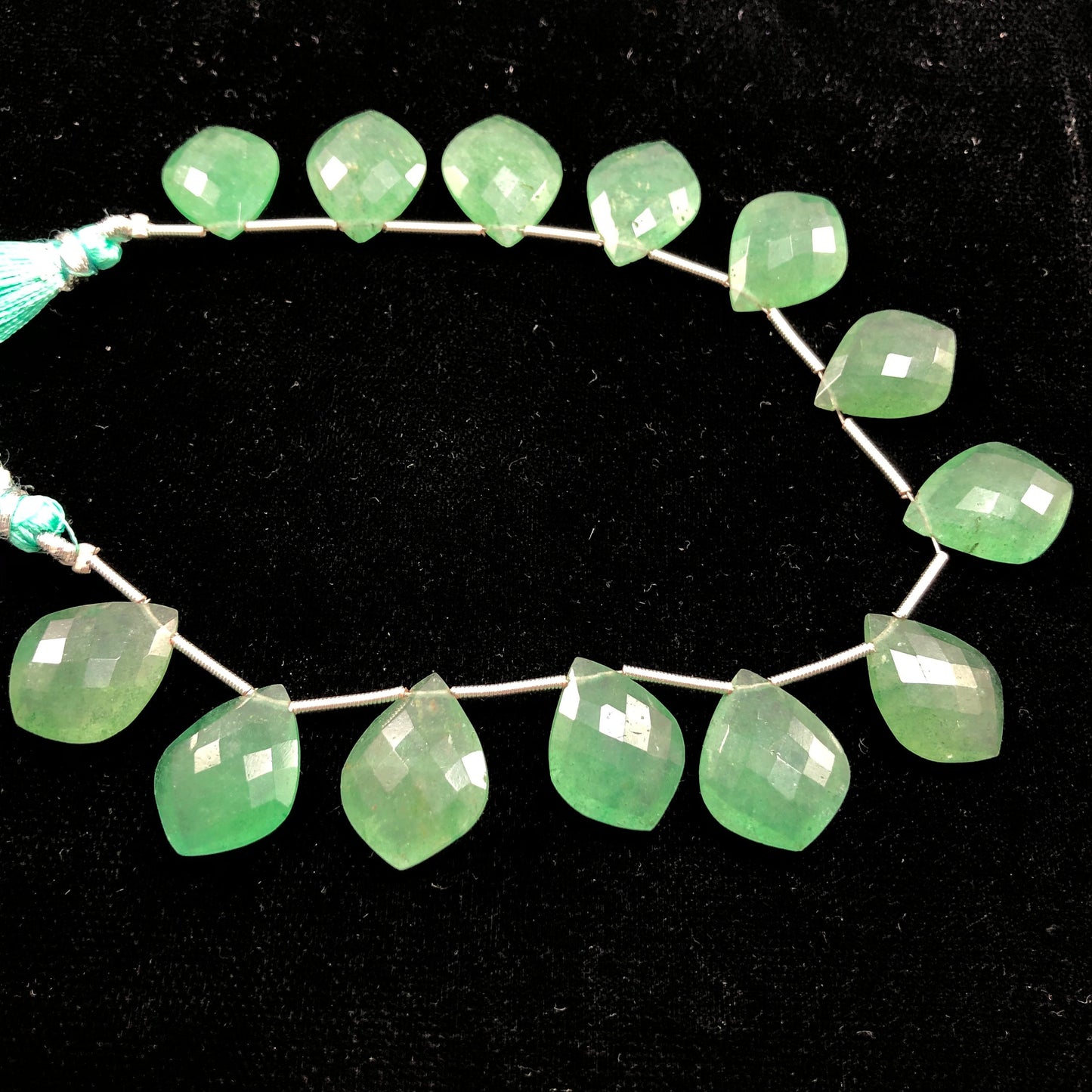 12pc Green Strawberry Quartz FACETED Shield Shape Drops Natural Gemstone Briolette Face Drill Beads | Beads For Jewelry | Wholesale Gemstone