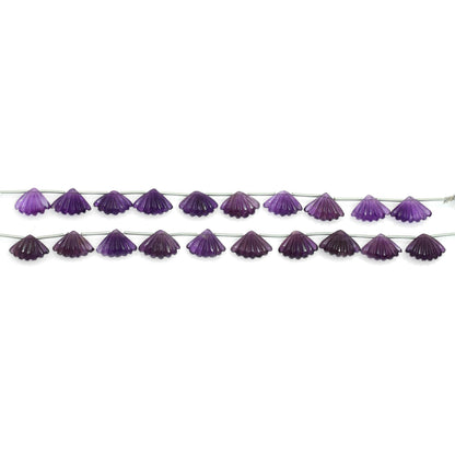 Natural Amethyst Faceted Carved Fan Shape Gemstone Beads 10 Pcs